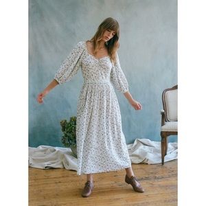 Christy Dawn Maxi Dress Peyton White Bluestar Floral Sweetheart Puff Sleeve